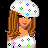 Pixel art contact sheet showing a female character in Louis Vuitton-inspired outfit with multicolored monogram pattern, holding yellow handbag, and text "I love louis vultton" on black background.