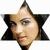 A star-shaped icon with a woman's face on the left and blue fabric on the right, below which is a red heart with 'misfits' text.