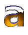 nine identical stylized lowercase 'a' characters with blue outlines and orange-brown gradients on a light gray background