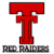 Static pixelated icon featuring a large red T-shaped logo with dark gray outline and white background, below which is partially visible text reading "RED RAIDERS" in blocky letters.