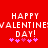 Red background with white pixelated text 'HAPPY VALENTINE'S DAY!' and five pink hearts below, displayed in two identical side-by-side