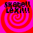 Four identical display a red and pink spiral background with black text reading 'skate!! Lexi!!!' in pixelated font