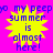 Yellow starburst shape with blue text on bright pink background, repeated four times in a
