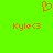 A bright green background displays an orange pixelated heart symbol above two identical lines of text reading "Kyle<3" in the same style.