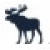A pixelated dark blue moose stands left-facing against a white background, with 'ABERCROMBIE & FITCH' text in matching blue to the right.