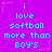 A static image with a bright purple background displays cyan text reading "i love softball more than BOY'S" repeated three times in a pattern, with small pink stars scattered around the text