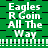 Green background with white text 'Eagles R Goin All The Way' repeated in a pattern, alternating between solid and pixelated black-and-white striped borders