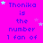 A bright pink background displays repeated text "Thonika is the number 1 fan of Thonika" with scattered light blue and white stars.