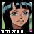 Pixelated static buddy icon featuring a person with dark hair and light skin, framed by white border with text "NICO.ROBIN" at bottom.