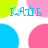 Pixelated text and colored circles on a white background with partial gray overlay.