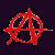 Red anarchy symbol on dark purple background transitions to red circular shape with horizontal line.