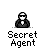 Animated contact sheet of a 'Secret Agent' buddy icon showing sequential frame changes from static agent to watch, then red effects and partial disappearance.