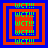 Four identical square arranged in a , each containing nested red and blue borders with green 'WCT!!!' text repeated across all layers