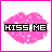A 3x3 contact sheet of animated frames showing a pink lip print with "KISS ME" text, each frame displaying slight variations in the lip shape and text color.