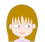 A cartoon avatar with light brown hair and a pink top displays multiple facial expressions