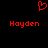 Red pixelated heart symbol above two identical red text labels on black background.
