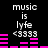 Pixelated text and pink audio equalizer bars animate on a black background, with 'music is lyfe <3333' displayed in white.