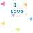 Pixelated text reads 'I Love You...' with 'BOBI' below, surrounded by floating hearts in pink, orange, yellow, green, blue, and purple on white background.