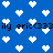Blue background with white pixelated hearts and repeated black text reading 'ily eric<333' in a pattern