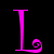 A static image with four distinct elements: two stylized letters and two decorative icons on a black background.