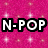 Pink glittery background with white text reading 'N-POP Lives!' in bold pixelated font, featuring a gray rectangular overlay on the right side.