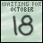 Pixelated light green background with 'WAITING FOR OCTOBER' text and large '18' numerals, featuring a small heart symbol in the bottom-right corner of two