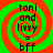 Four identical display text over a green and red spiral background with visible pixelation