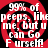 Red and black spiral background with white text reading '99% of peeps, like me, but u can Go F urself!' repeated four times in a