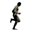 A sequence of running poses showing a figure in motion with varying leg and arm positions