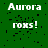 Green background with white pixelated text 'Aurora' above 'roxs!' in multiple repeated -like arrangements, some areas showing black digital noise and partial transparency effects