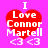 Pixelated red heart with white text "I Love Connor Martell <3 <3" on bright pink background, four identical copies arranged in a
