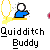 Animated contact sheet of a Quidditch-themed buddy icon showing frame-by-frame motion with red ball and golden hoops.