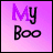 Animated contact sheet of a pink-themed buddy icon with changing text and color highlights across 10 frames showing variations of "My Boo" and "You were mine" phrases.