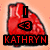 Red anatomical heart icon with black text and symbols; text reads KATHRYN in some frames, heart has black outline and internal details.
