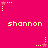 A static pixel art image with a bright pink background featuring repeated yellow text 'shannon' and star-shaped icons in alternating colors.