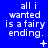 Blue background with white pixelated text reading 'all i wanted is a fairy ending.' and small white symbols below each text block.
