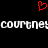 Red pixelated heart symbol above white pixelated text reading 'courtney' on black background.