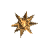 Four pixelated starburst shapes with brown and gold tones on a gray background, each displaying distinct angular patterns.