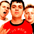 A 48x48 pixel animated contact sheet showing three frames of a buddy icon with Green Day text, Buddy Putty branding, and multiple people in red shirts against a gradient background.