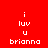 Pixelated text 'i luv u brianna' displayed in white on red and blue background with a gray