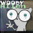 Animated contact sheet of a cartoon alien character with large eyes and gray body making hand gestures across six frames, labeled "WOODY Allen" in green text at top.