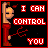 A 48x48 pixel animated contact sheet showing two frames of a cartoon character in red attire holding a pitchfork, with text "I CAN CONTROL YOU" on a black background.