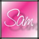 A static square icon with a pink gradient background and white cursive text reading "Sam" in the center.