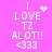 Pixelated pink background with white text and symbols showing 'I LOVE TZ ALOT!! <333' in four repeated , two variations of a heart symbol above the 'I', and one variation of a starburst symbol