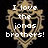 Pixelated image with white text reading "I love the jonas brothers!" over a brown and black background.