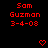 Red pixel text and heart symbols on black background with partial gray area, animated heart positions across frames
