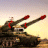 Static pixelated image of a military tank with dual cannons against a gradient sky background.
