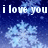 Pixelated blue background with white snowflakes and text reading "i love you the mostest christina xoxo" in blocky font.