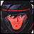 Pixelated anime-style character with red face and dark hooded attire, next to text reading 'Anime IM' and 'com' on black background.