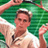 Static 48x48 pixel icon of a tennis player in mid-serve pose with green background and white shirt, rendered in low-resolution blocky style.